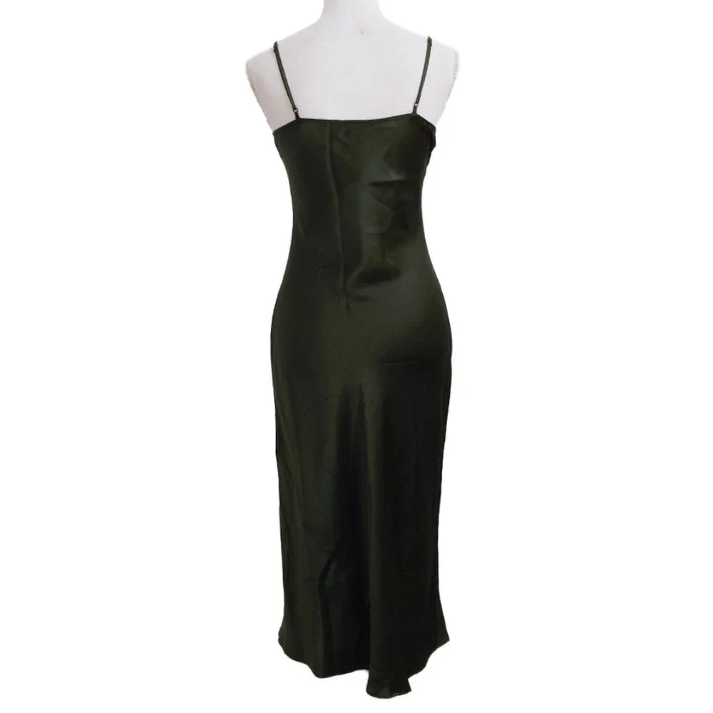 Size Small Quince Basil/Forest Green Slip Midi Dress